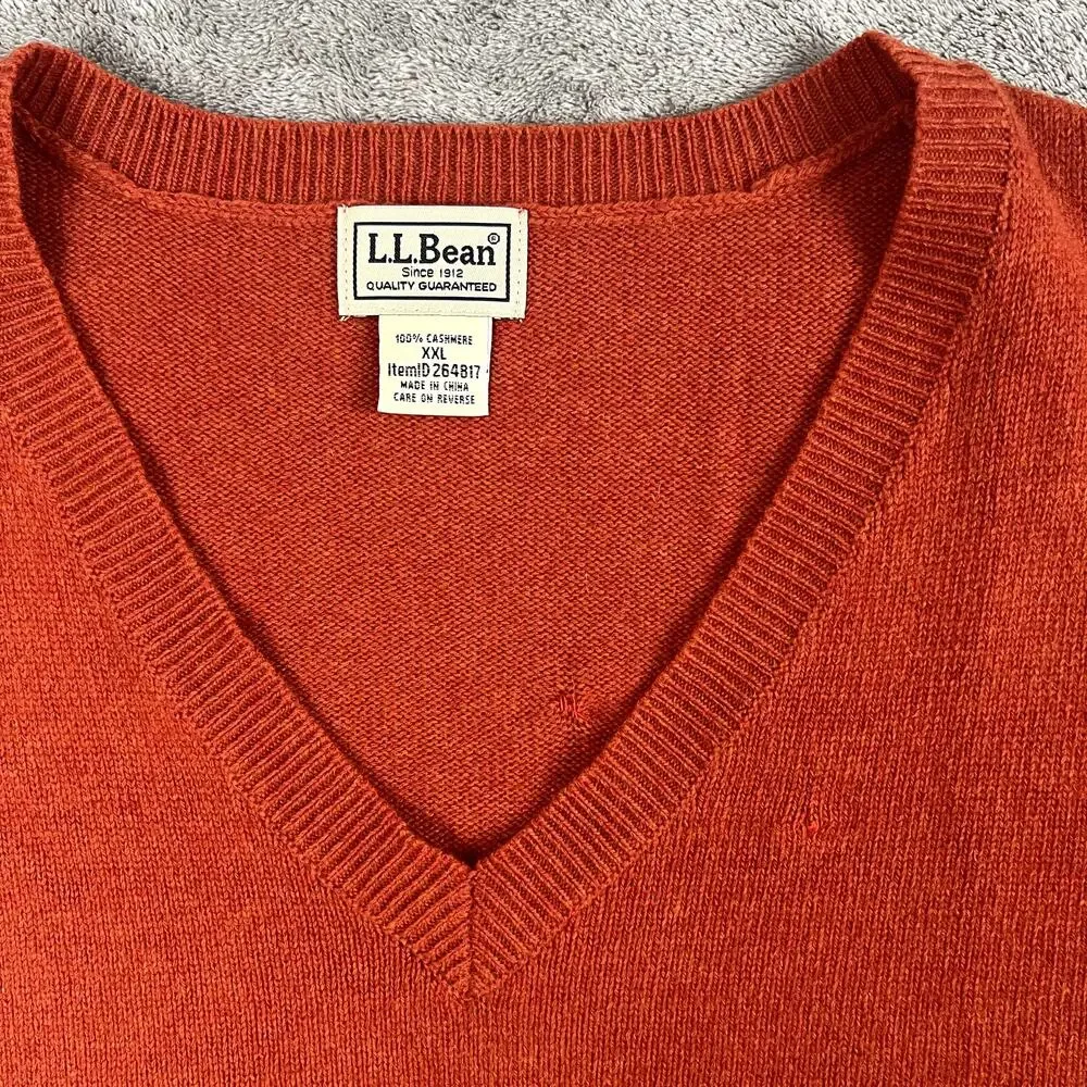 LL Bean Sweater Vest Mens‎ XXL 100% Cashmere Burnt Orange Classic Preppy